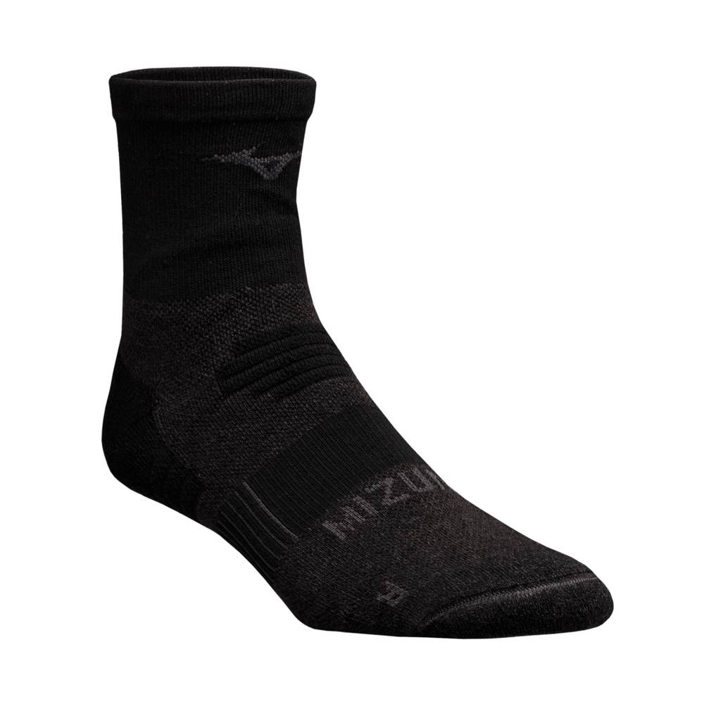 Damske Ponožky Mizuno Breath Thermo® Racer Mid Čierne Vypredaj EVXN92064